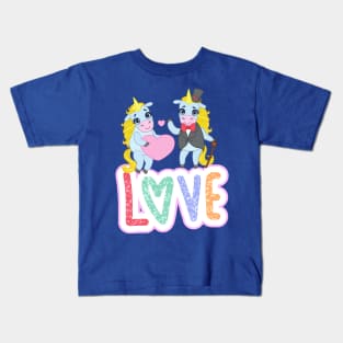 Unicorn loving couple - valentines day Kids T-Shirt